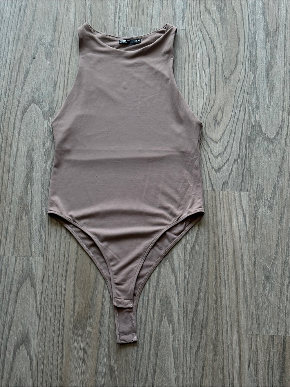 Zara Taupe High Neck Sleeveless Bodysuit size M